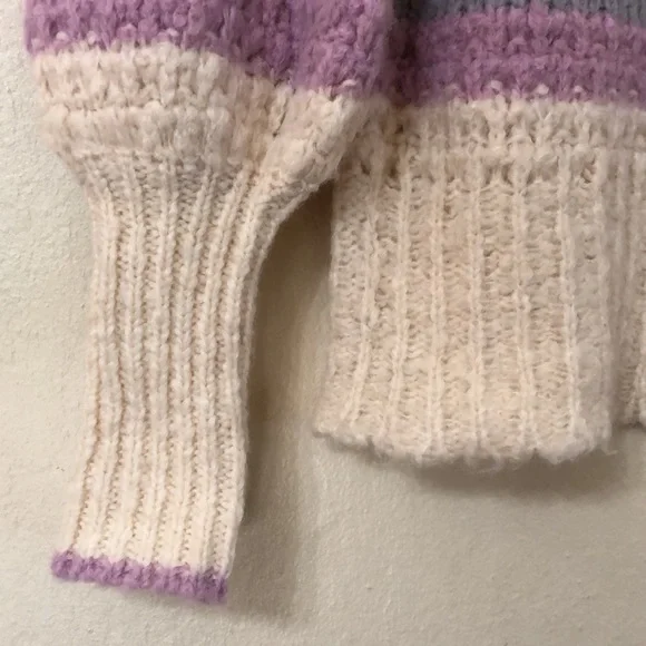 Rebecca Taylor Alpaca Blend Fluffy Striped Pullover Sweater 986 Multi Combo - Picture 9 of 13